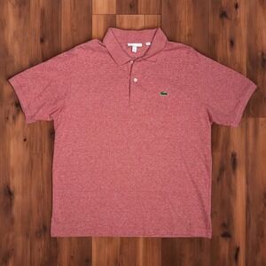 Lacoste Polo Shirt Size 6 Red Heathered Cotton Classic Fit Preppy Crocodile Logo